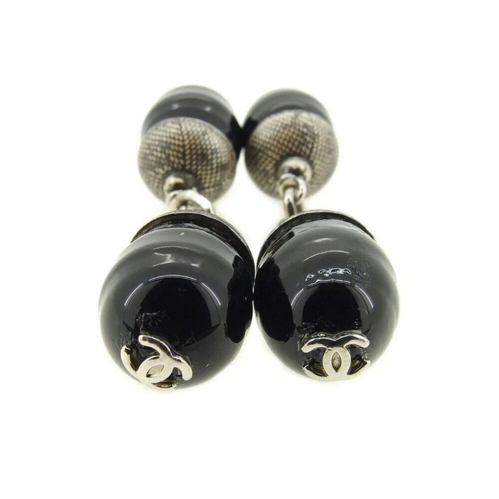 CHANEL cuffs Silver black Women Authentic secondhand